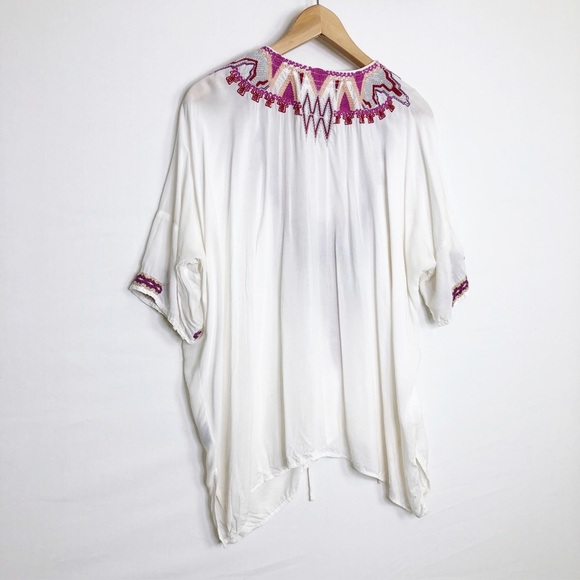 Johnnie Was Biya boHo embroidered tie front tunic top - Picture 2 of 15